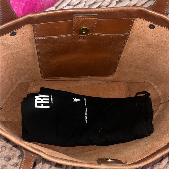 Frye Kenzie Brown Cognac Leather Tote Bag - Picture 6 of 8